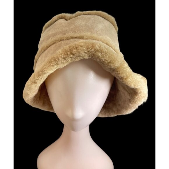 Vintage Womens Tan Faux Fur Bucket Hat main image 12